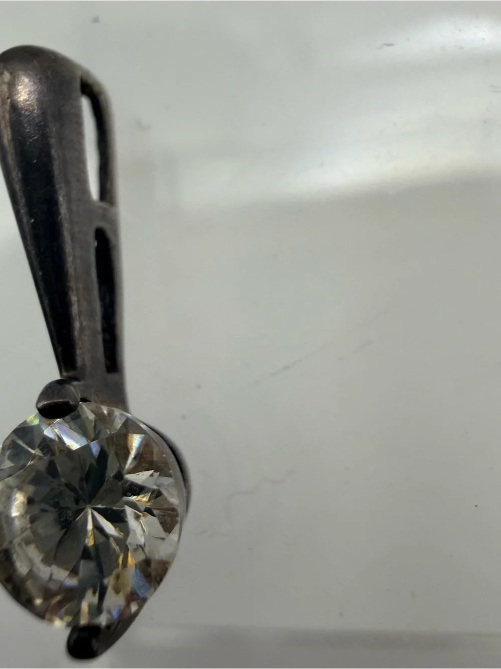 Classic Clear Stone Drop Pendant in Silver-Tone